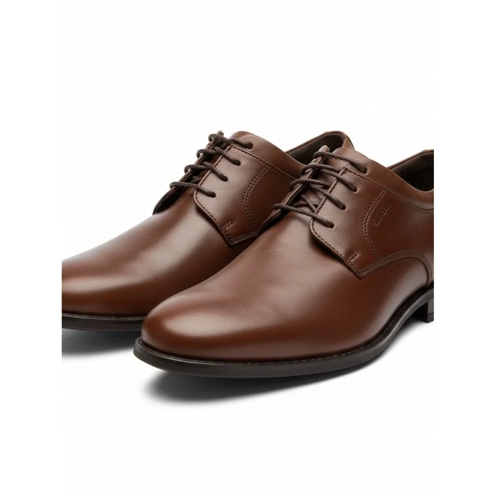 Rockport Derby Men 9 Brown New Waterproof Leather Plain Toe Shoes CI5263